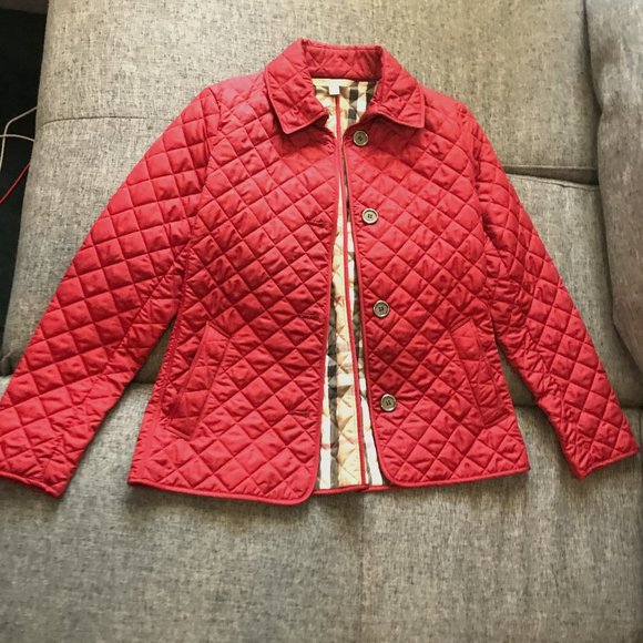 Burberry Jackets & Blazers - Burberry quilted red womens jacket in Medium